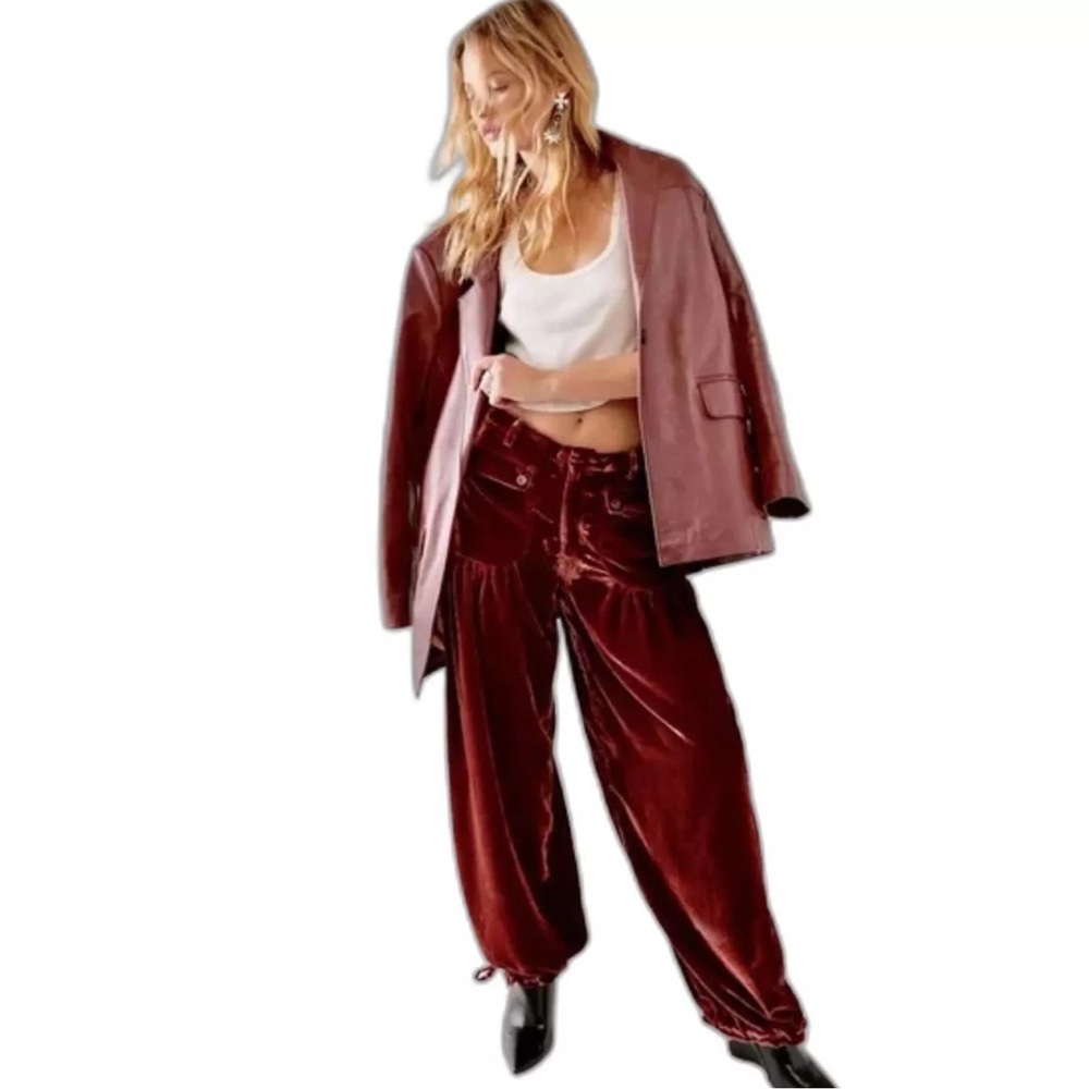 NWOT Free People Lotus Velvet Relaxed Straight Leg Pants - Picture 2 of 15